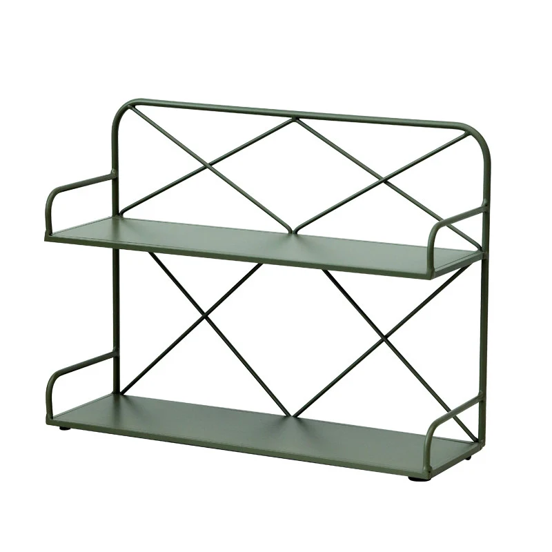 Modern Minimalist Iron Rectangular Desktop Storage Shelf 2-Tier For Living Room & Entryway