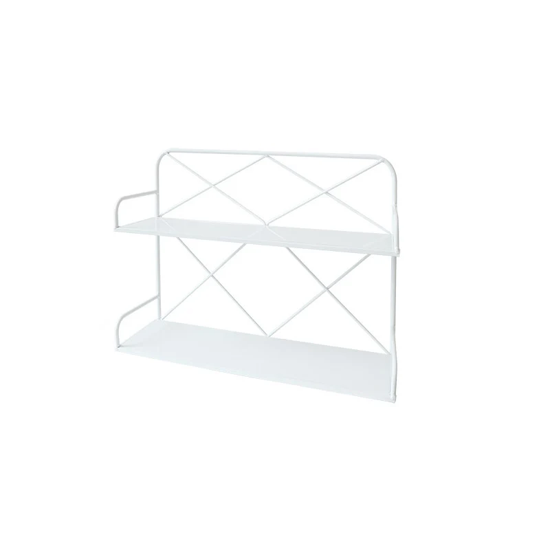 Modern Minimalist Iron Rectangular Desktop Storage Shelf 2-Tier For Living Room & Entryway