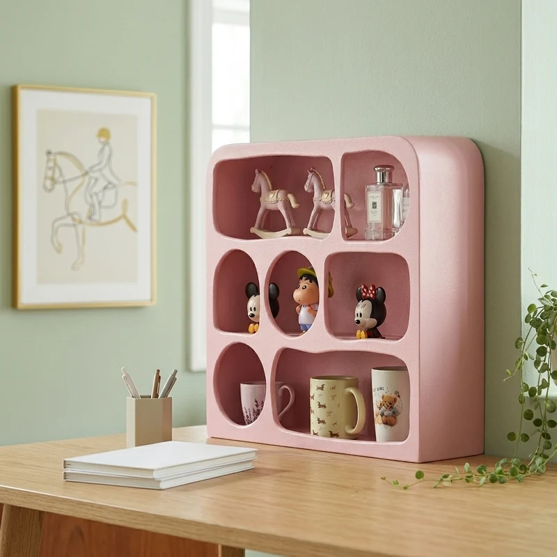 Modern Minimalist MDF Rectangular Desktop Storage Shelf 3-Tier For Living Room & Entryway