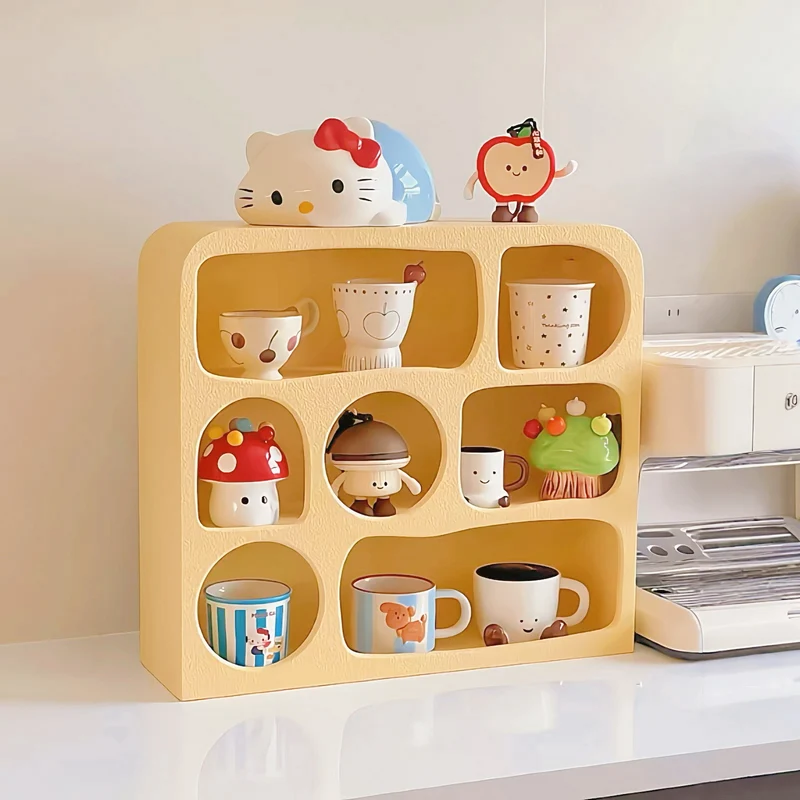 Modern Minimalist MDF Rectangular Desktop Storage Shelf 3-Tier For Living Room & Entryway