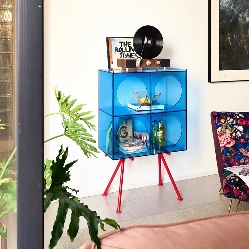 Modern Minimalist Acrylic Carbon Steel Rectangular Display Shelf 3-Tier Storage For Living Room