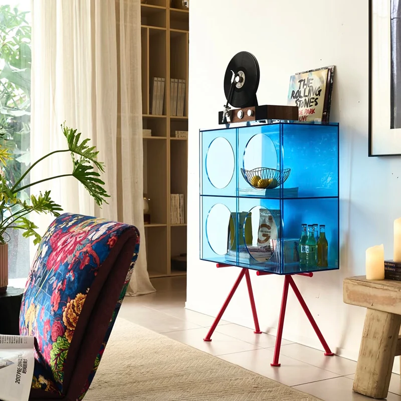 Modern Minimalist Acrylic Carbon Steel Rectangular Display Shelf 3-Tier Storage For Living Room