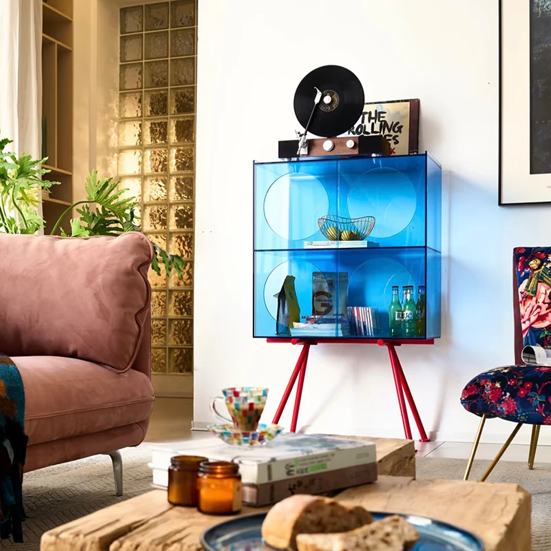 Modern Minimalist Acrylic Carbon Steel Rectangular Display Shelf 3-Tier Storage For Living Room