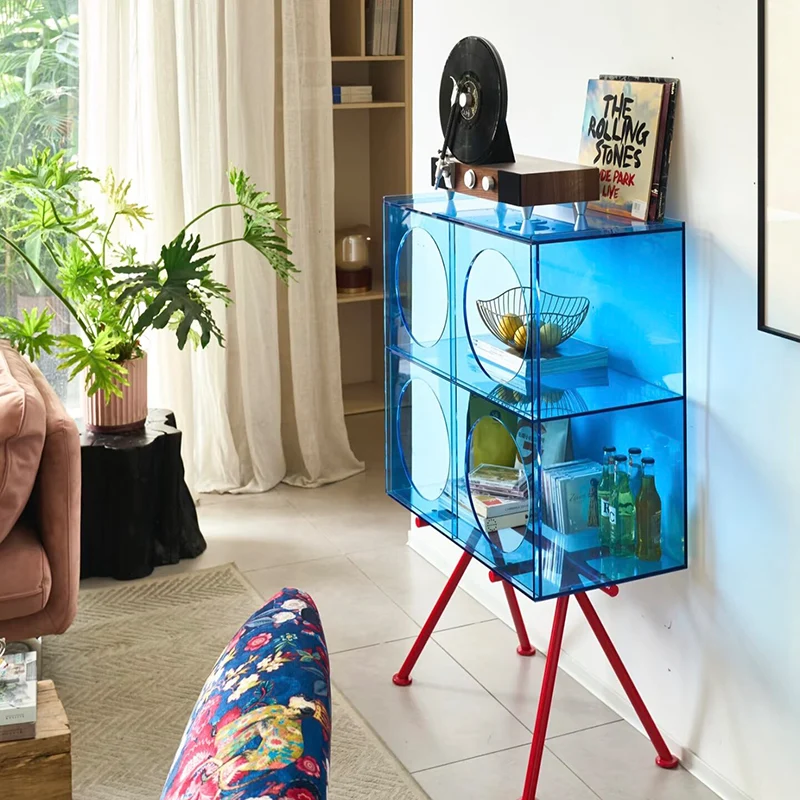 Modern Minimalist Acrylic Carbon Steel Rectangular Display Shelf 3-Tier Storage For Living Room