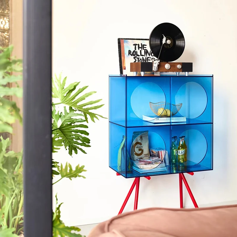 Modern Minimalist Acrylic Carbon Steel Rectangular Display Shelf 3-Tier Storage For Living Room