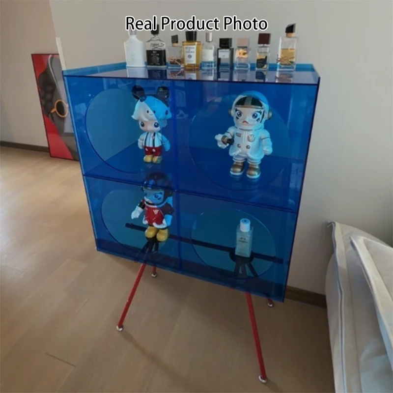 Modern Minimalist Acrylic Carbon Steel Rectangular Display Shelf 3-Tier Storage For Living Room