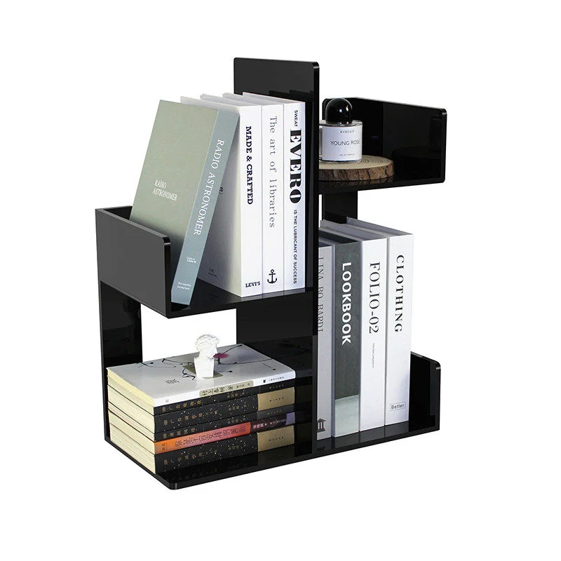 Modern Minimalist Acrylic Rectangular Bookshelf 3-Tier Storage Shelf For Home Office