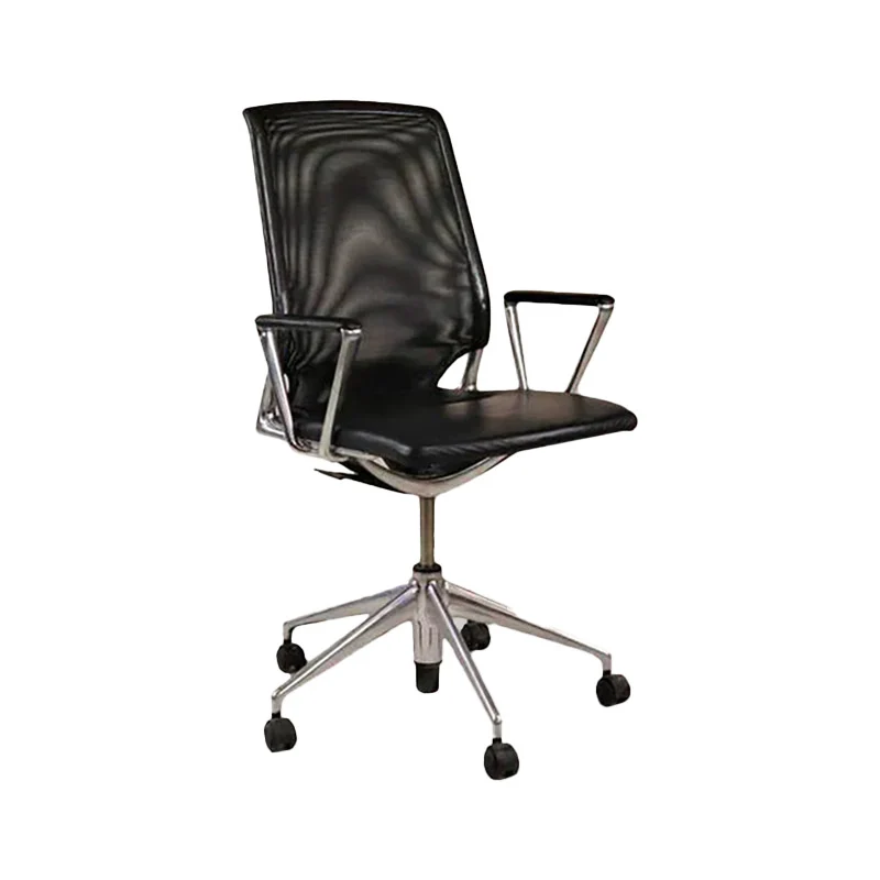 Vitra: Meda Office Chair with Aluminium Frame, Mesh Back and Black Arms - Refurbished