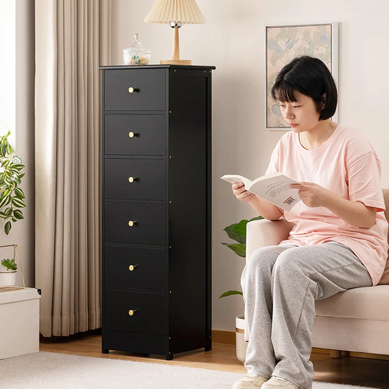 Contemporary Nordic Rectangular Bamboo Composite Board Storage Cabinet 6-Drawer For Living Room