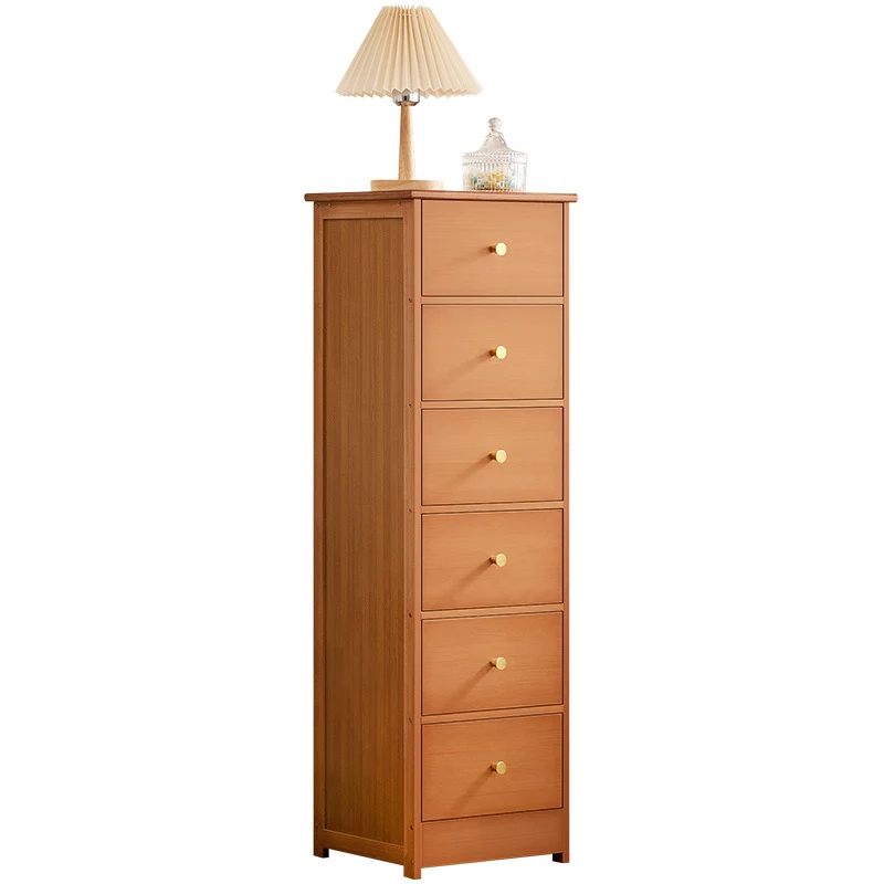 Contemporary Nordic Rectangular Bamboo Composite Board Storage Cabinet 6-Drawer For Living Room