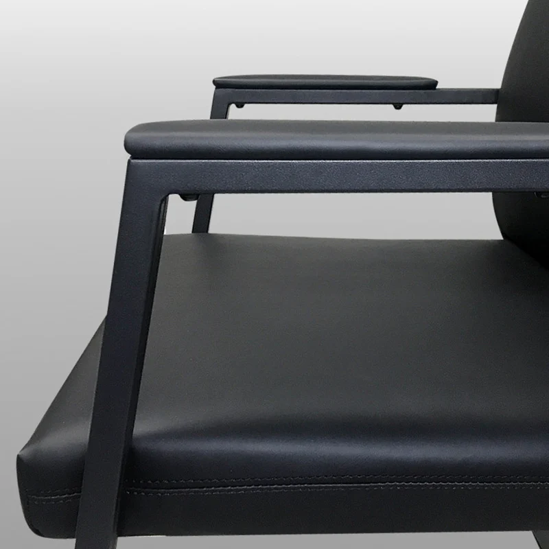 Modern Minimalist Rectangular Faux Leather Iron Desk Chair Ergonomic Backrest Armrests For Home Office