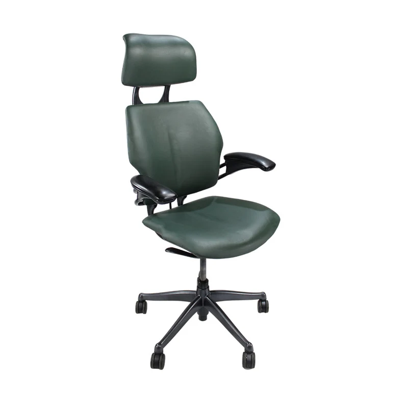 Humanscale: Freedom Headrest High Back Task Chair - Green Leather - Refurbished