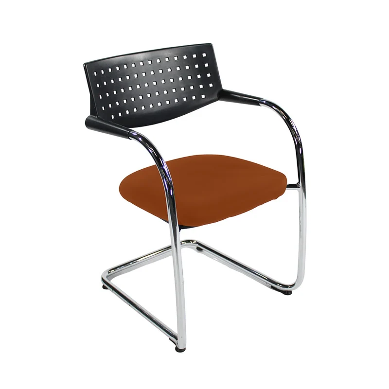 Vitra: VisaVis Meeting Chair in Tan Leather - Refurbished