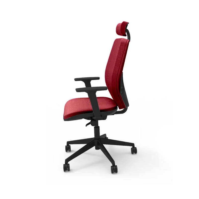 Saxen: Hide Office Chair - Medium Back with Headrest in Burgundy Leather - Refurbished