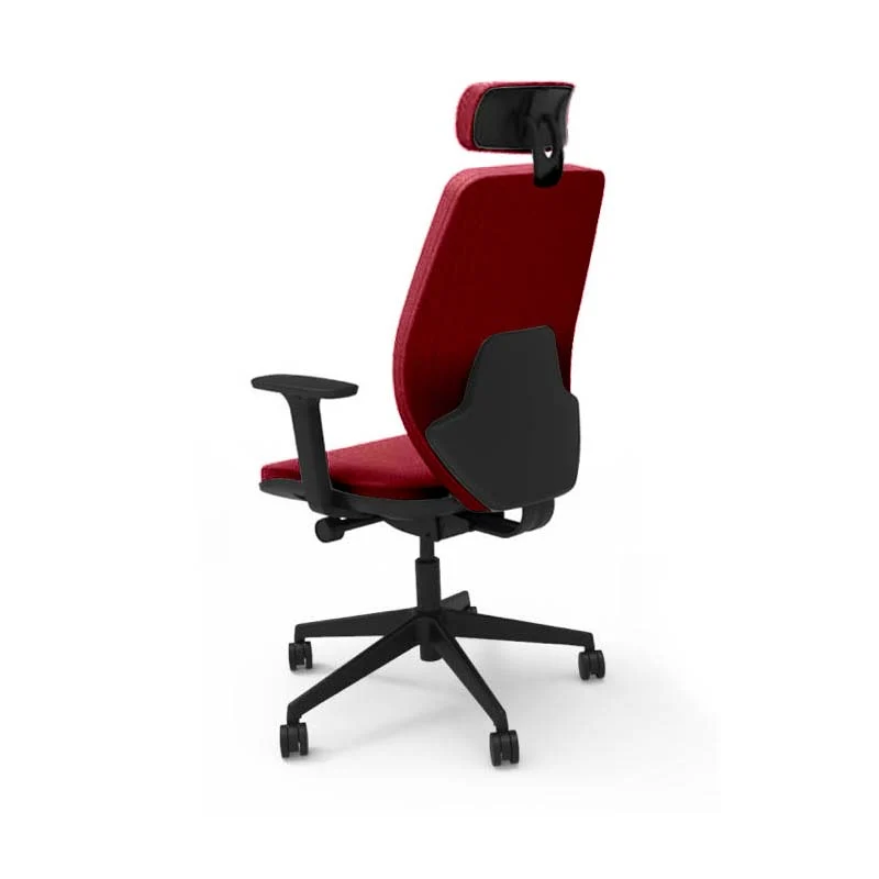 Saxen: Hide Office Chair - Medium Back with Headrest in Burgundy Leather - Refurbished