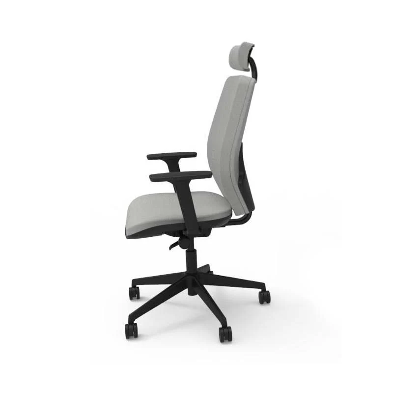 Saxen: Hide Office Chair - Medium Back with Headrest in Grey Fabric - Refurbished