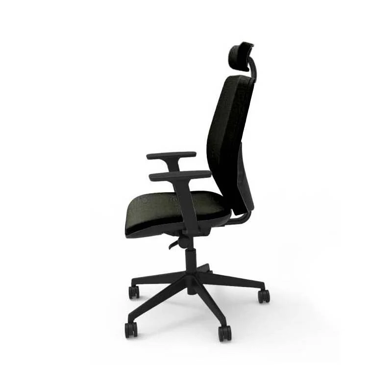 Saxen: Hide Office Chair - Medium Back with Headrest in Black Fabric - Refurbished