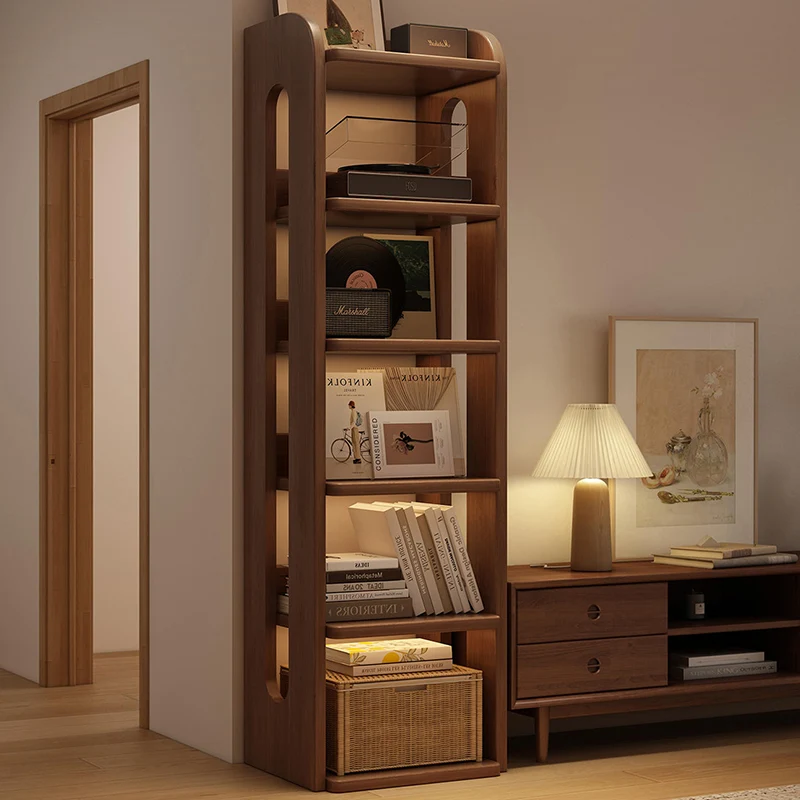 Modern Minimalist Solid Wood Rectangular Storage Shelf With 6-Tier Design For Living Room And Home Office