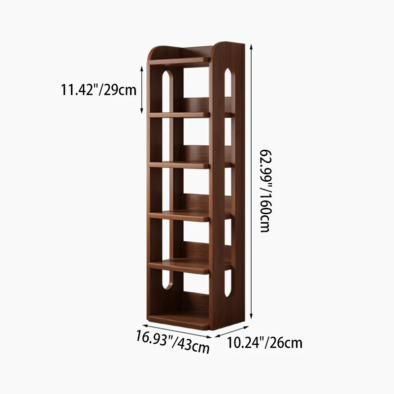 Modern Minimalist Solid Wood Rectangular Storage Shelf With 6-Tier Design For Living Room And Home Office