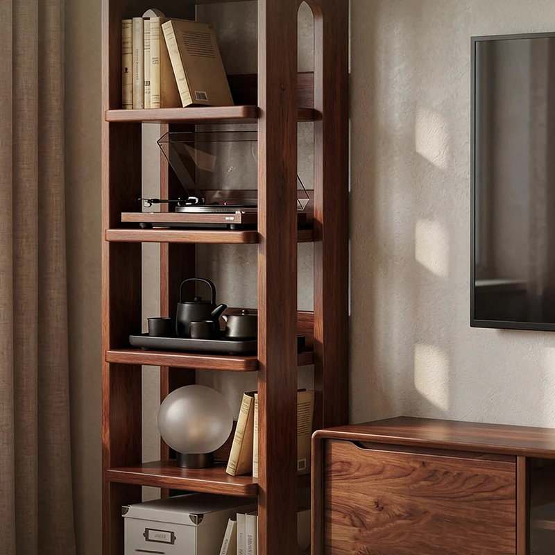 Modern Minimalist Solid Wood Rectangular Storage Shelf With 6-Tier Design For Living Room And Home Office