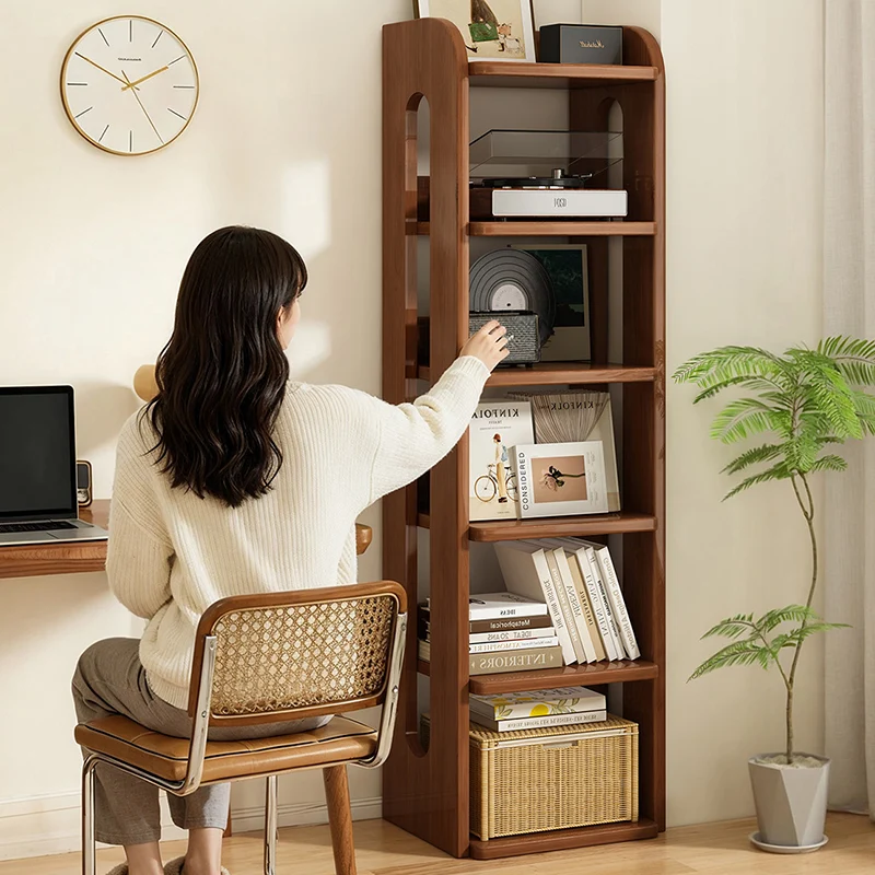 Modern Minimalist Solid Wood Rectangular Storage Shelf With 6-Tier Design For Living Room And Home Office