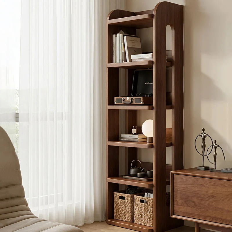 Modern Minimalist Solid Wood Rectangular Storage Shelf With 6-Tier Design For Living Room And Home Office