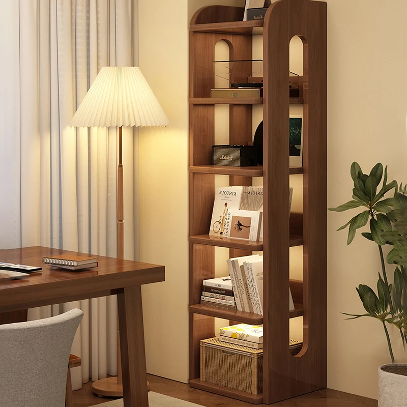 Modern Minimalist Solid Wood Rectangular Storage Shelf With 6-Tier Design For Living Room And Home Office