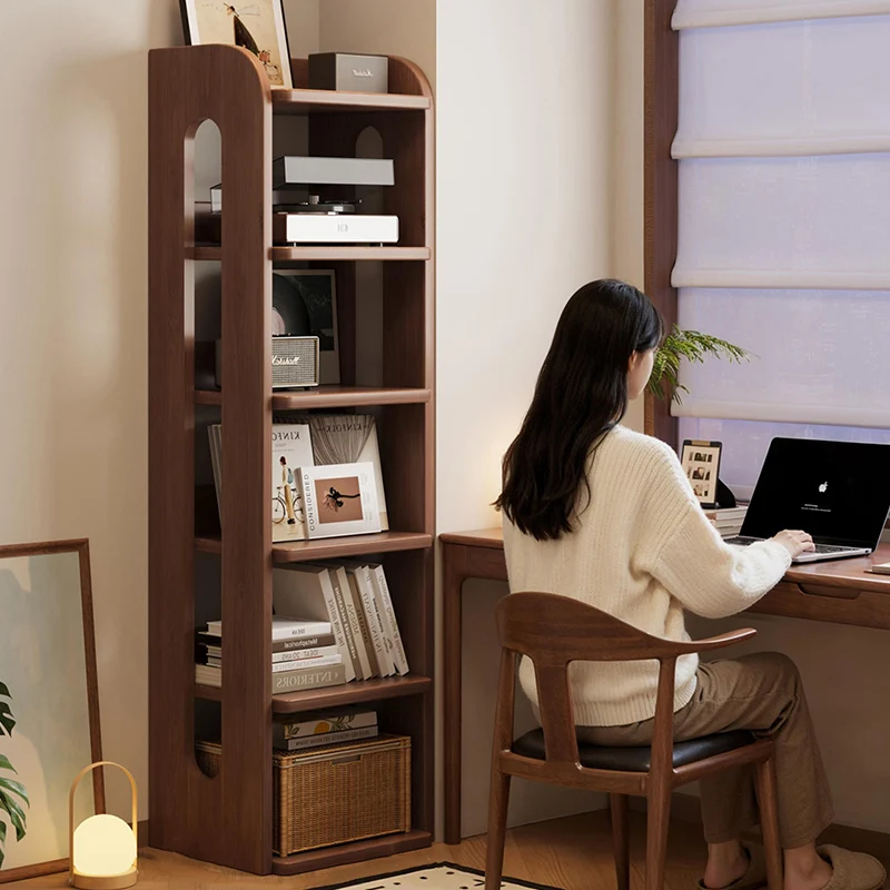 Modern Minimalist Solid Wood Rectangular Storage Shelf With 6-Tier Design For Living Room And Home Office