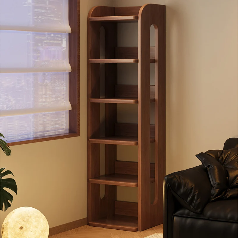Modern Minimalist Solid Wood Rectangular Storage Shelf With 6-Tier Design For Living Room And Home Office