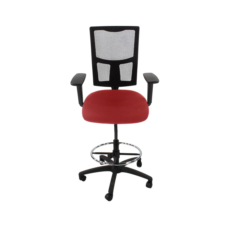 Saxen: Ergo 2 Draughtsman Chair in Red Fabric - Refurbished