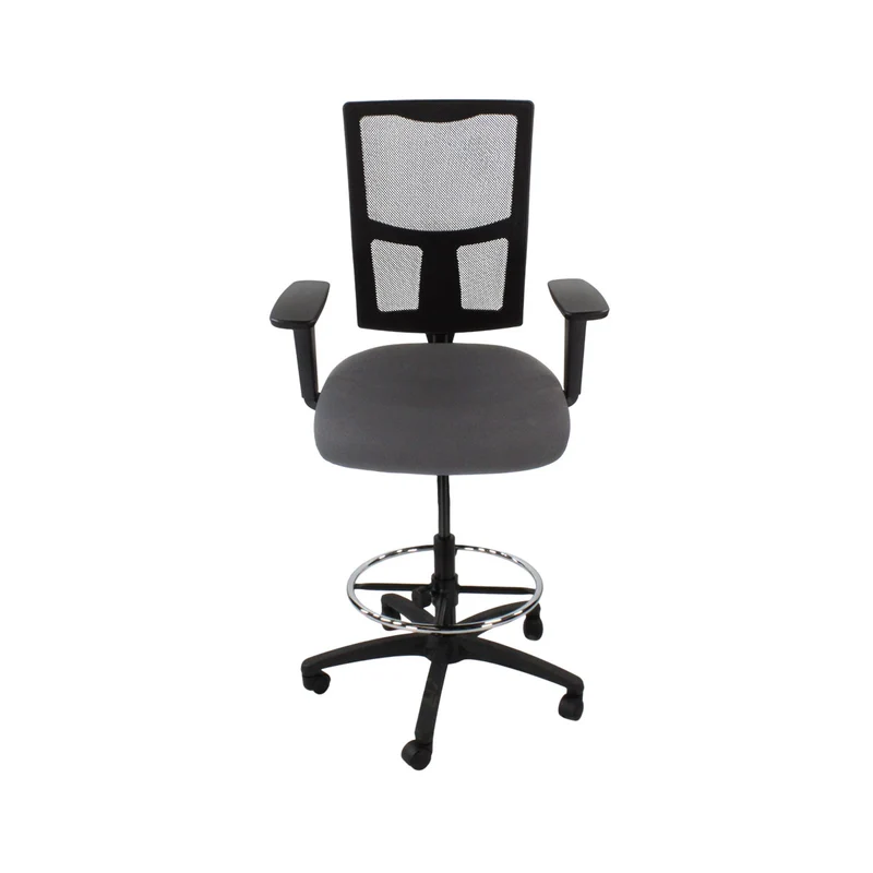 Saxen: Ergo 2 Draughtsman Chair in Grey Fabric - Refurbished