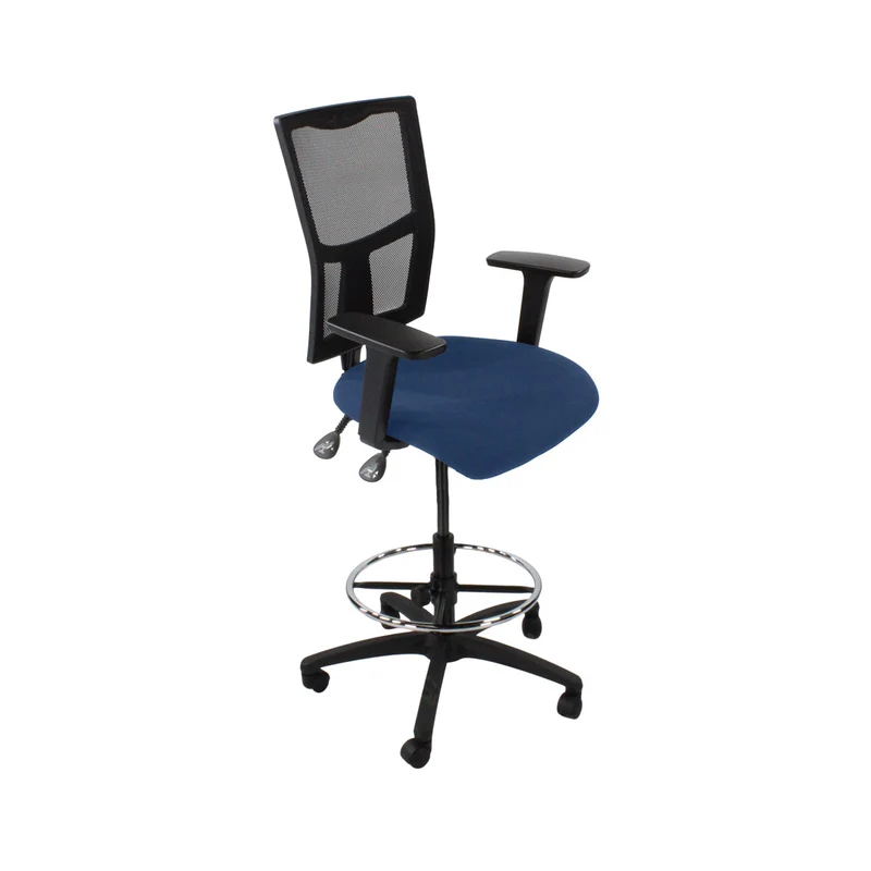 Saxen: Ergo 2 Draughtsman Chair in Blue Fabric - Refurbished