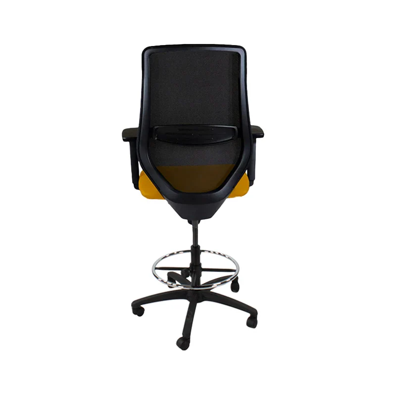 Saxen: Scudo Draughtsman Chair in Yellow Fabric - Refurbished
