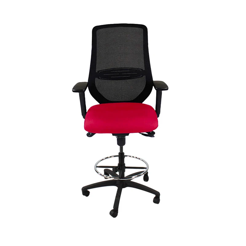 Saxen: Scudo Draughtsman Chair in Red Fabric - Refurbished