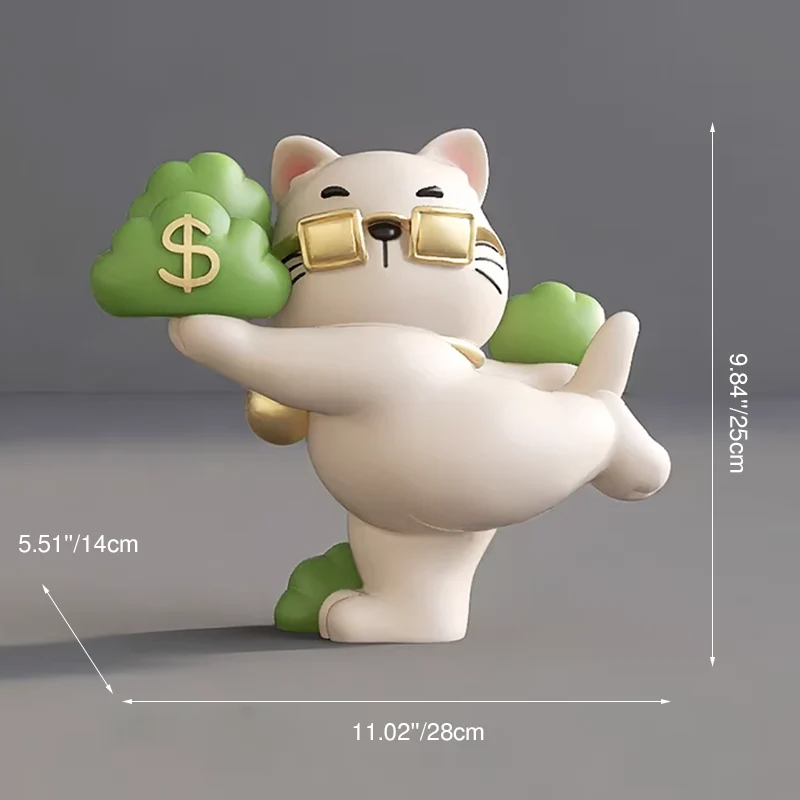 Contemporary Creative Resin Fortune Cat-shaped Table Decor For Living Room & Entryway
