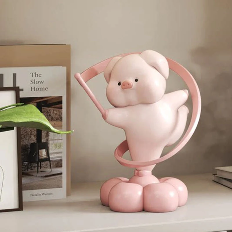 Contemporary Creative Resin Pig-shaped Table Decor With Manual Rotation For Living Room & Entryway