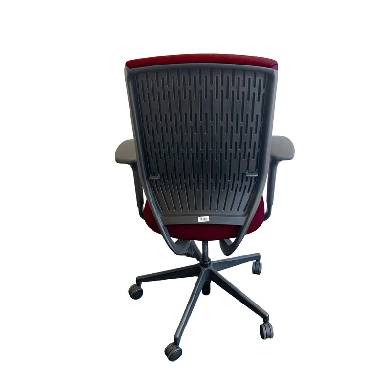 Senator: Evolve High Back Chair with Height Adjustable Arms in Burgundy Leather - Refurbished