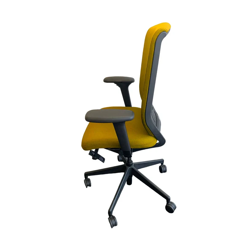 Senator: Evolve High Back Chair with Height Adjustable Arms in Yellow Fabric - Refurbished