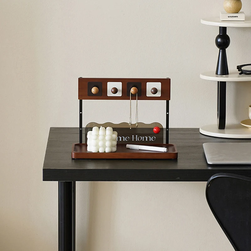 Contemporary Retro Pine Wood Rectangular Table Decor Organizer Tray With Storage For Entryway & Living Room