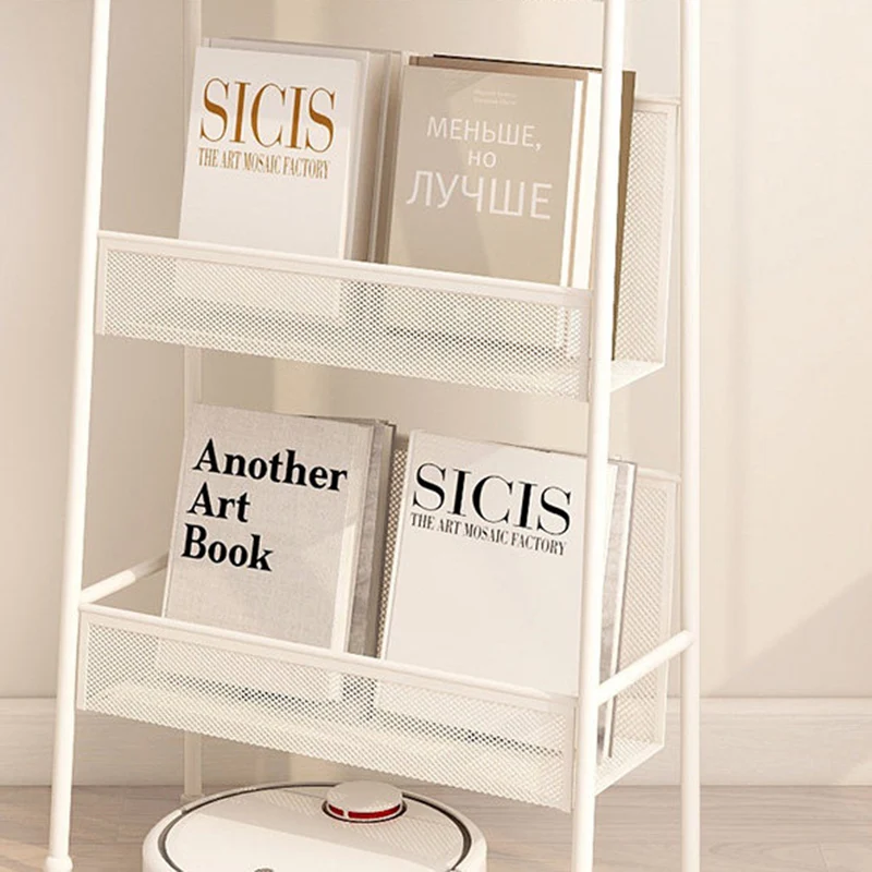 Contemporary Industrial Carbon Steel Hollow Arched Floor-Standing Bookshelf 4-Layer For Study