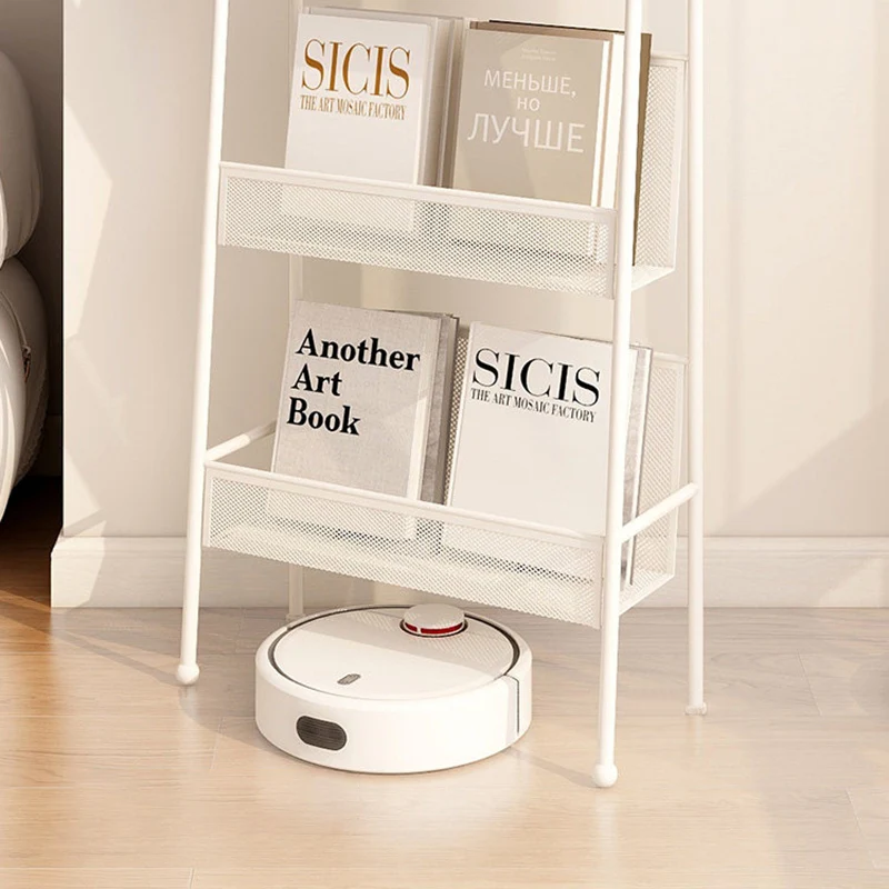 Contemporary Industrial Carbon Steel Hollow Arched Floor-Standing Bookshelf 4-Layer For Study