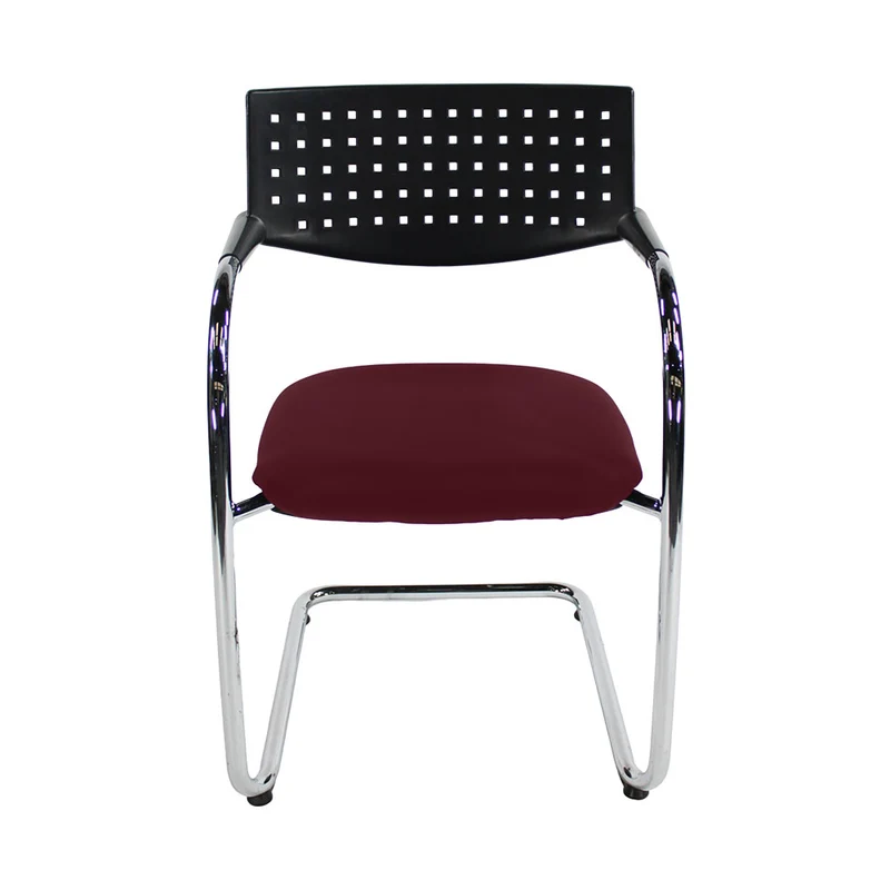 Vitra: VisaVis Meeting Chair in Burgundy Leather - Refurbished