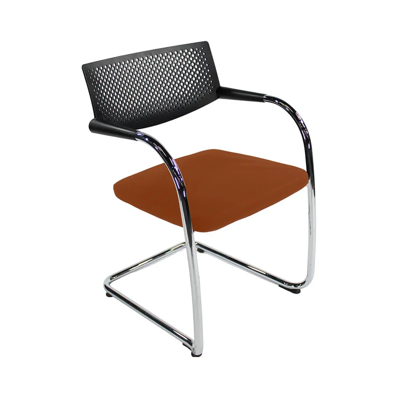 Vitra: VisaVis 2 Meeting Chair in Tan Leather - Refurbished