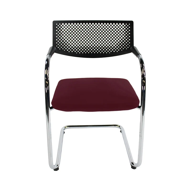 Vitra: VisaVis 2 Meeting Chair in Burgundy Leather - Refurbished