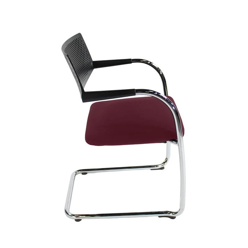Vitra: VisaVis 2 Meeting Chair in Burgundy Leather - Refurbished