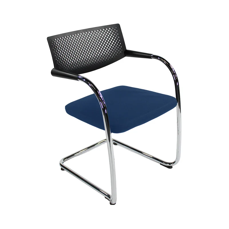 Vitra: VisaVis 2 Meeting Chair in Blue Fabric - Refurbished