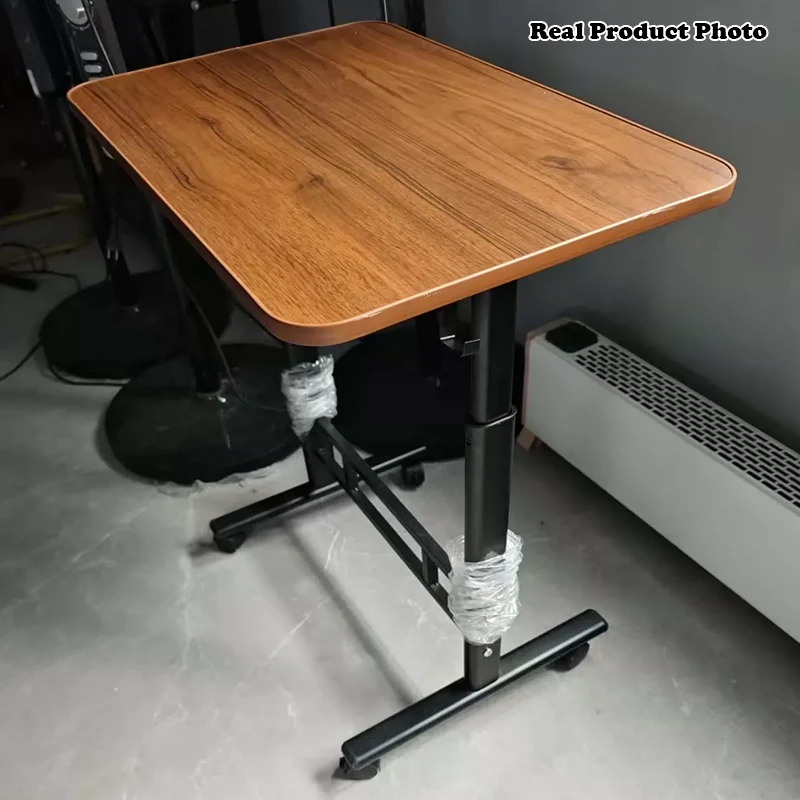 Modern Minimalist MDF Carbon Steel Rounded Rectangular Study Desk With Adjustable Height For Living Room