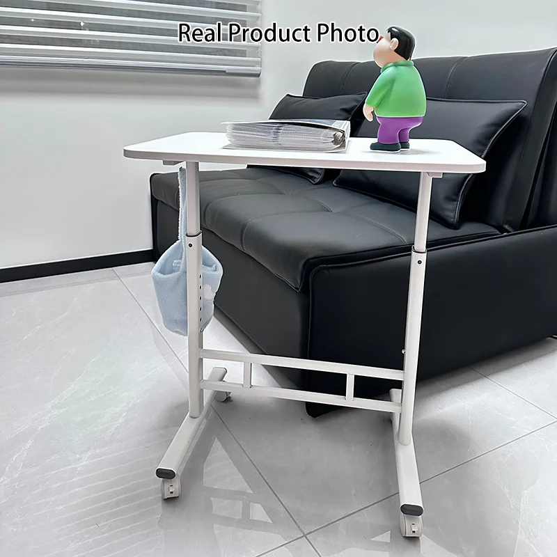 Modern Minimalist MDF Carbon Steel Rounded Rectangular Study Desk With Adjustable Height For Living Room