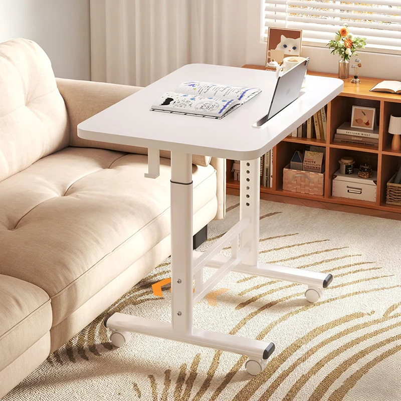 Modern Minimalist MDF Carbon Steel Rounded Rectangular Study Desk With Adjustable Height For Living Room