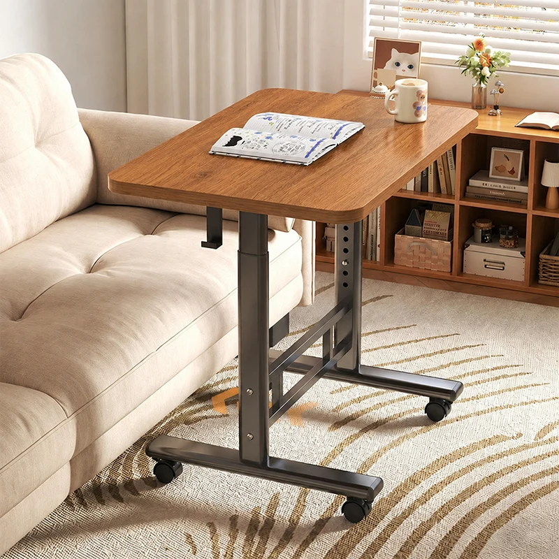 Modern Minimalist MDF Carbon Steel Rounded Rectangular Study Desk With Adjustable Height For Living Room